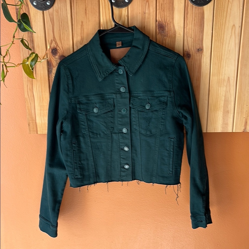 Judy Blue Green Cropped Jean Jacket NWT